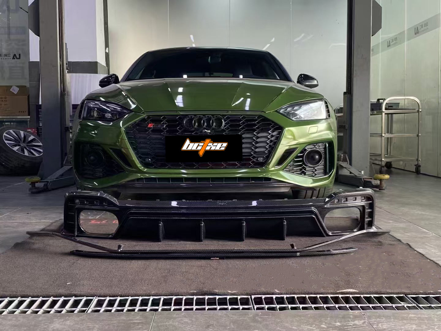 Audi RS5 B9.5 2020-ON with Aftermarket Parts - Front Lip Pre-preg Carbon Fiber from BCTXE Tuning