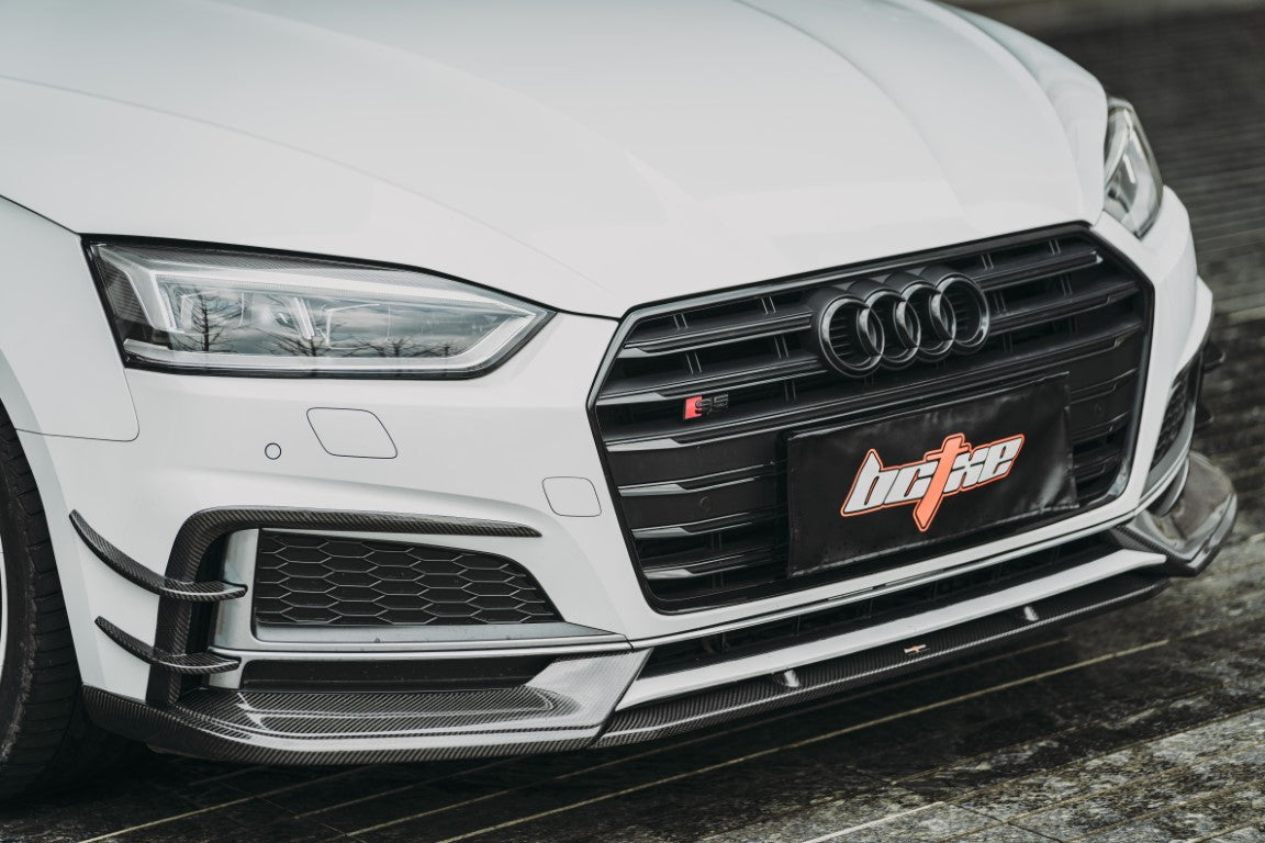 Audi S5 A5 S-line (with s-line bumper, does not base model) B9 2017 2018 2019 with Aftermarket Parts - Front Lip Carbon Fiber from BCTXE Tuning