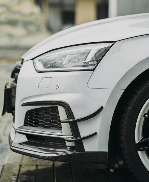 Audi S5 A5 S-line (with s-line bumper, does not base model) B9 2017 2018 2019 with Aftermarket Parts - Front Canards Carbon Fiber from BCTXE Tuning