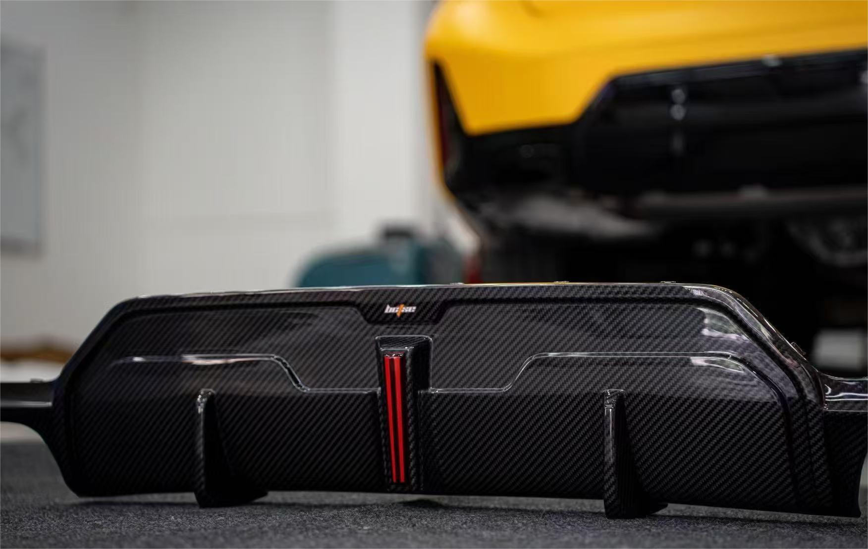 BMW 3 Series 330i (with M-package bumper, does not fit base model) M340i G20 G21 LCI 2023 2024 with Aftermarket Parts - Rear Diffuser Pre-preg Carbon Fiber from BCTXE Tuning