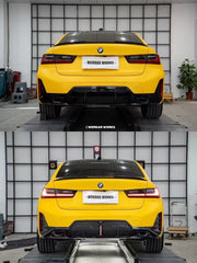 BMW 3 Series 330i (with M-package bumper, does not fit base model) M340i G20 G21 LCI 2023 2024 with Aftermarket Parts - Rear Diffuser Pre-preg Carbon Fiber from BCTXE Tuning