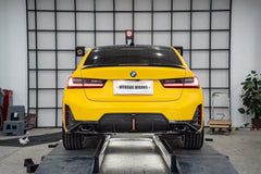 BMW 3 Series 330i (with M-package bumper, does not fit base model) M340i G20 G21 LCI 2023 2024 with Aftermarket Parts - Rear Diffuser Pre-preg Carbon Fiber from BCTXE Tuning