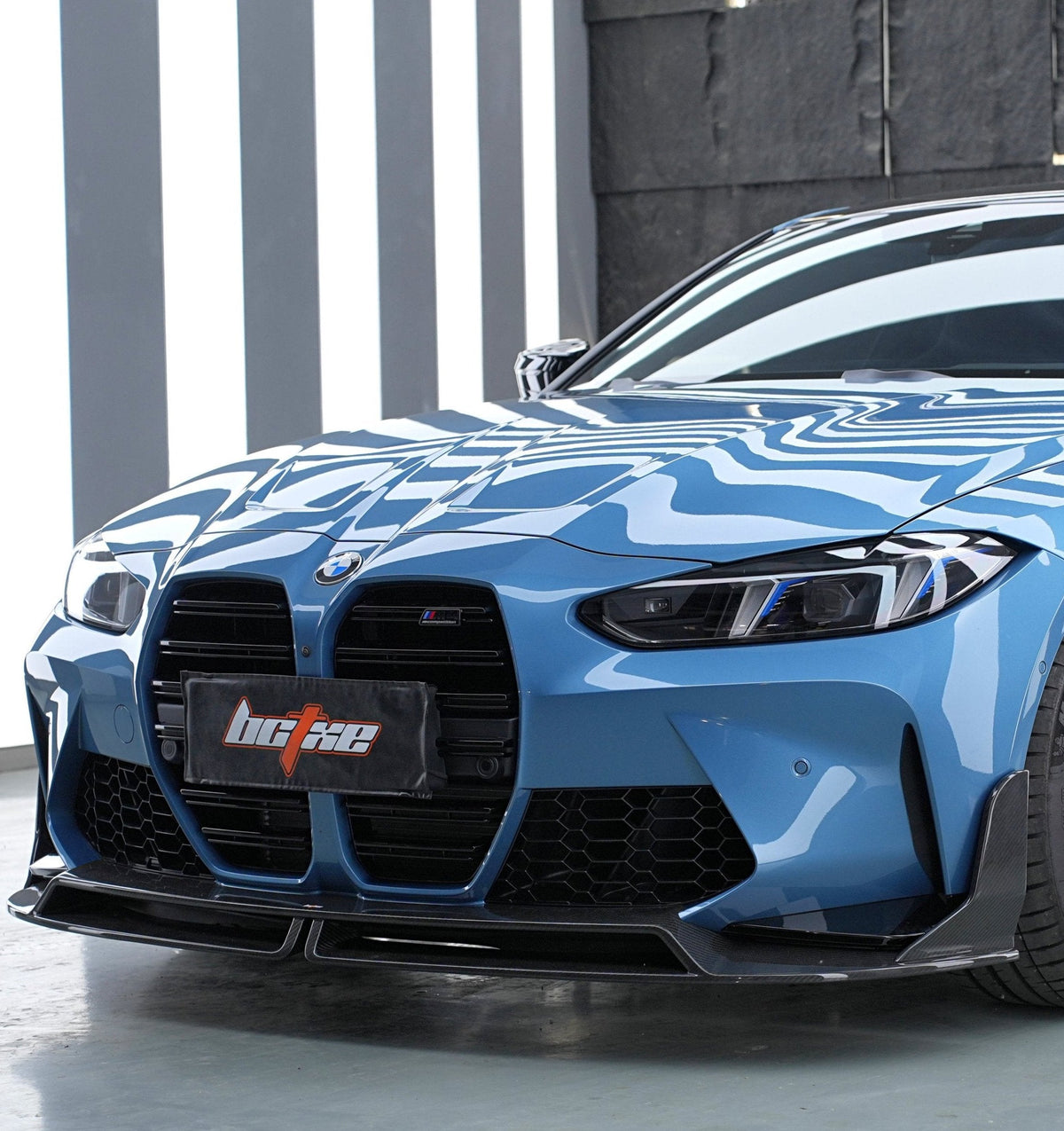 BMW M3 G80 G81 2021-ON & M4 G82 G83 2021-ON with Aftermarket Parts - V3 Style Pre-preg Carbon Fiber Front Lip from BCTXE Tuning