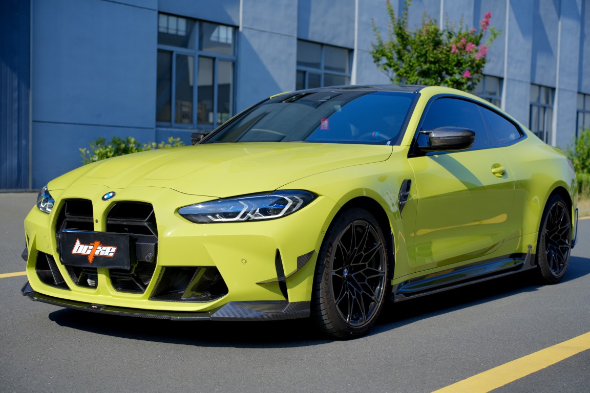 BMW M3 G80 G81 & M4 G82 G83 2021 2022 2023 2024 with Aftermarket Parts - V2 Style Front Lip Pre-preg Carbon Fiber from BCTXE Tuning