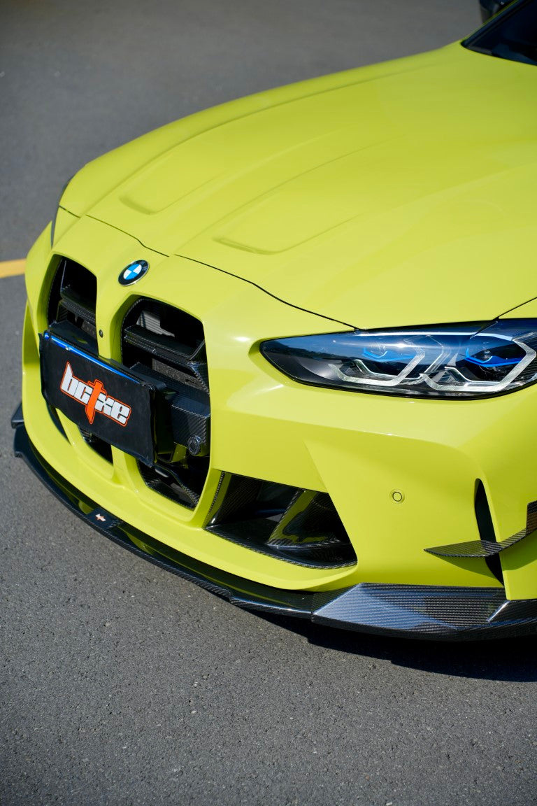 BMW M3 G80 G81 & M4 G82 G83 2021 2022 2023 2024 with Aftermarket Parts - V2 Style Front Lip Pre-preg Carbon Fiber from BCTXE Tuning