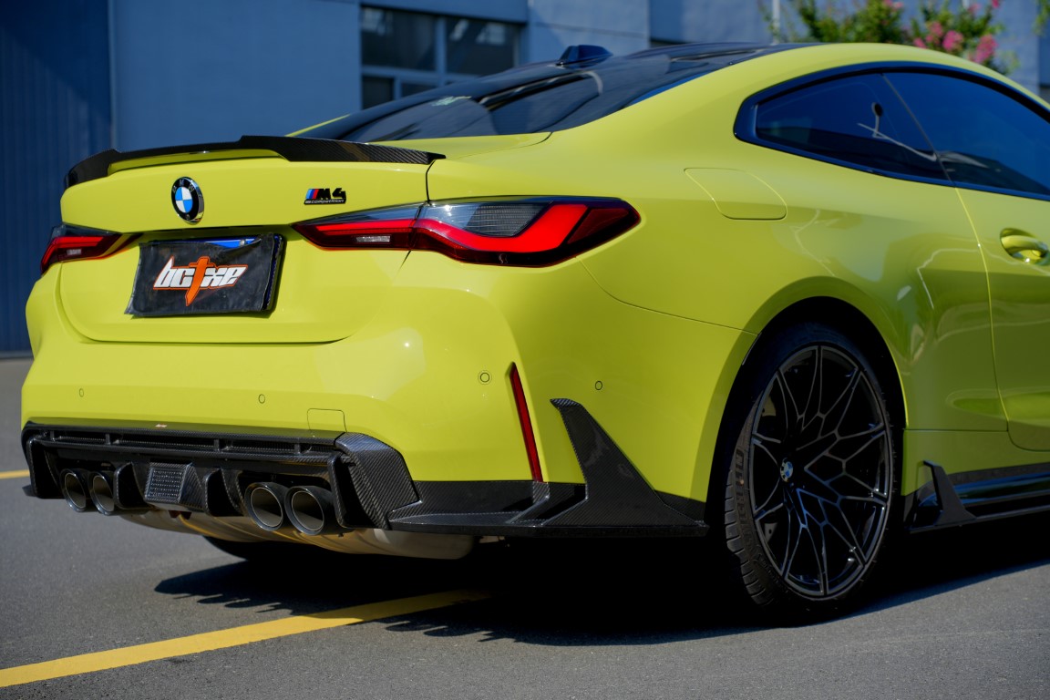 BMW M4 G82 G83 2021 2022 2023 2024 with Aftermarket Parts - V2 Style Rear Diffuser & Canards Pre-preg Carbon Fiber from BCTXE Tuning