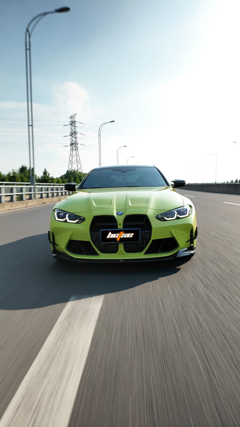 BMW M3 G80 G81 & M4 G82 G83 2021 2022 2023 2024 with Aftermarket Parts - V2 Style Front Lip Pre-preg Carbon Fiber from BCTXE Tuning