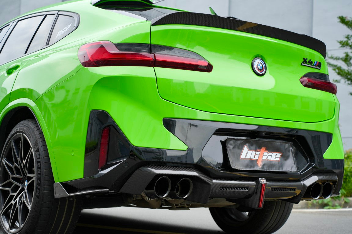 BMW X4M X4MC F98 LCI 2022 2023 2024 with Aftermarket Parts - Rear Diffuser & Canards Carbon Fiber from BCTXE Tuning