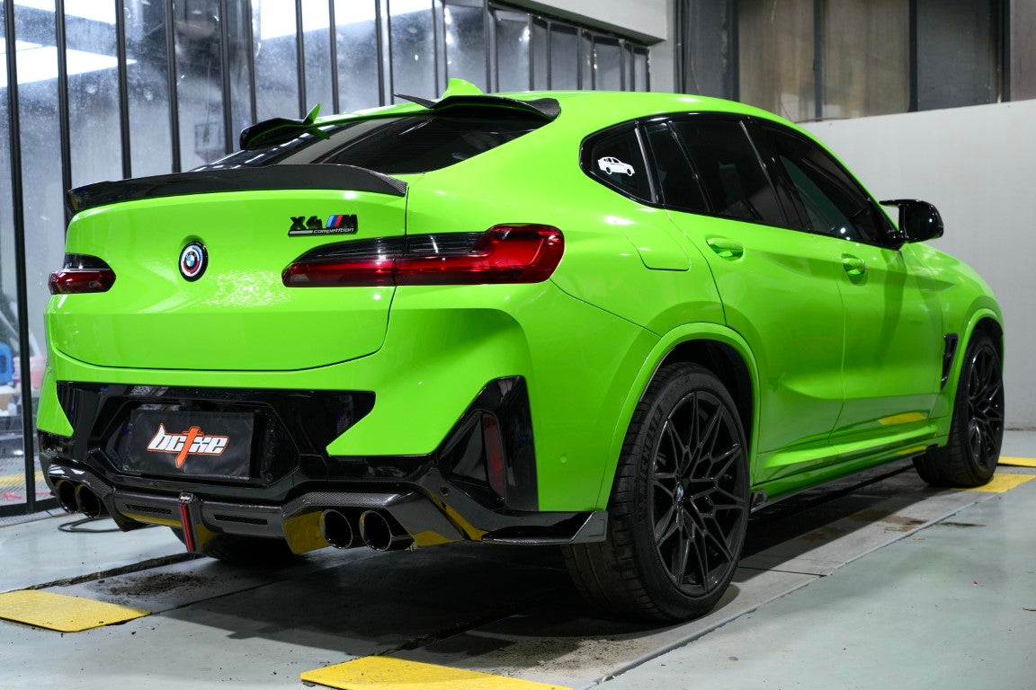 BMW X4M X4MC F98 LCI 2022 2023 2024 with Aftermarket Parts - Rear Diffuser & Canards Carbon Fiber from BCTXE Tuning