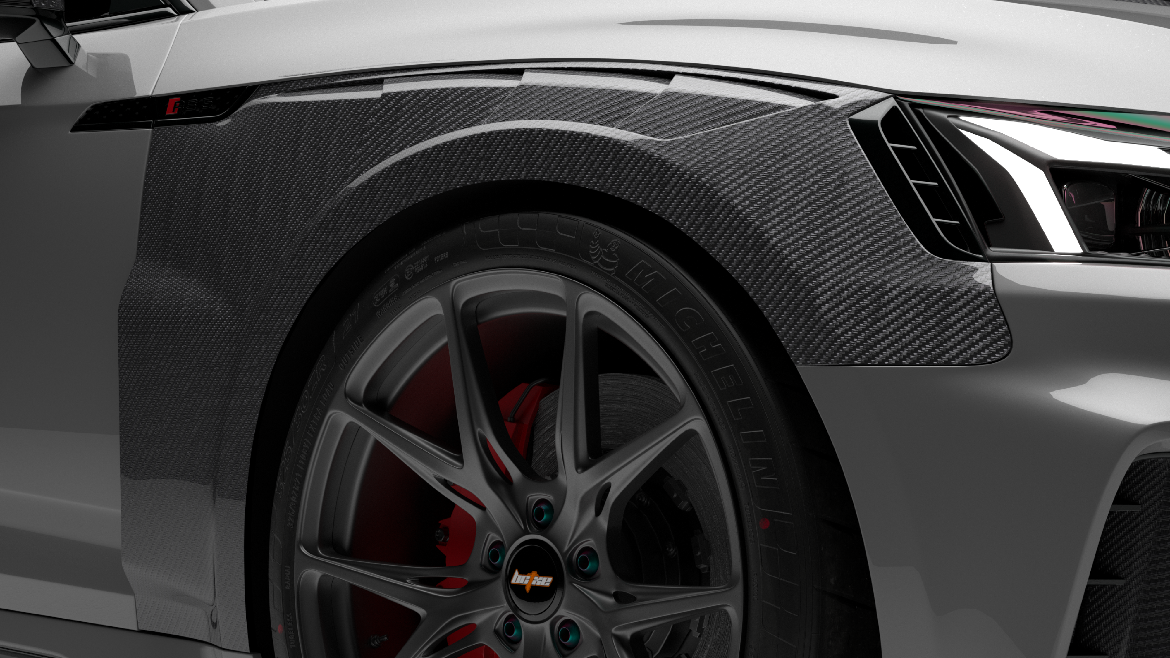 Audi RS4 B9 B9.5 2018-ON with Aftermarket Parts - Front Fenders Dry Pre-preg Carbon Fiber from BCTXE Tuning
