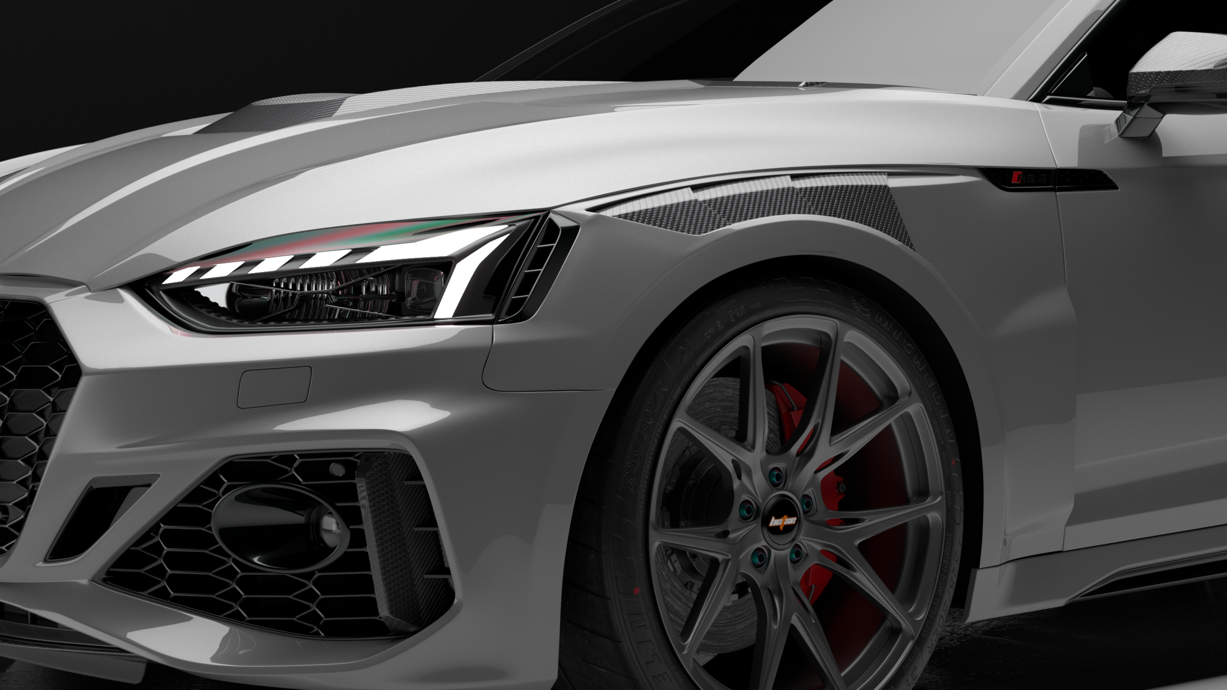 Audi RS5 B9 B9.5 2017 2018 2019 2020 2021 2022 2023 2024 2025 with Aftermarket Parts - Front Fenders Dry Pre-preg Carbon Fiber from BCTXE Tuning
