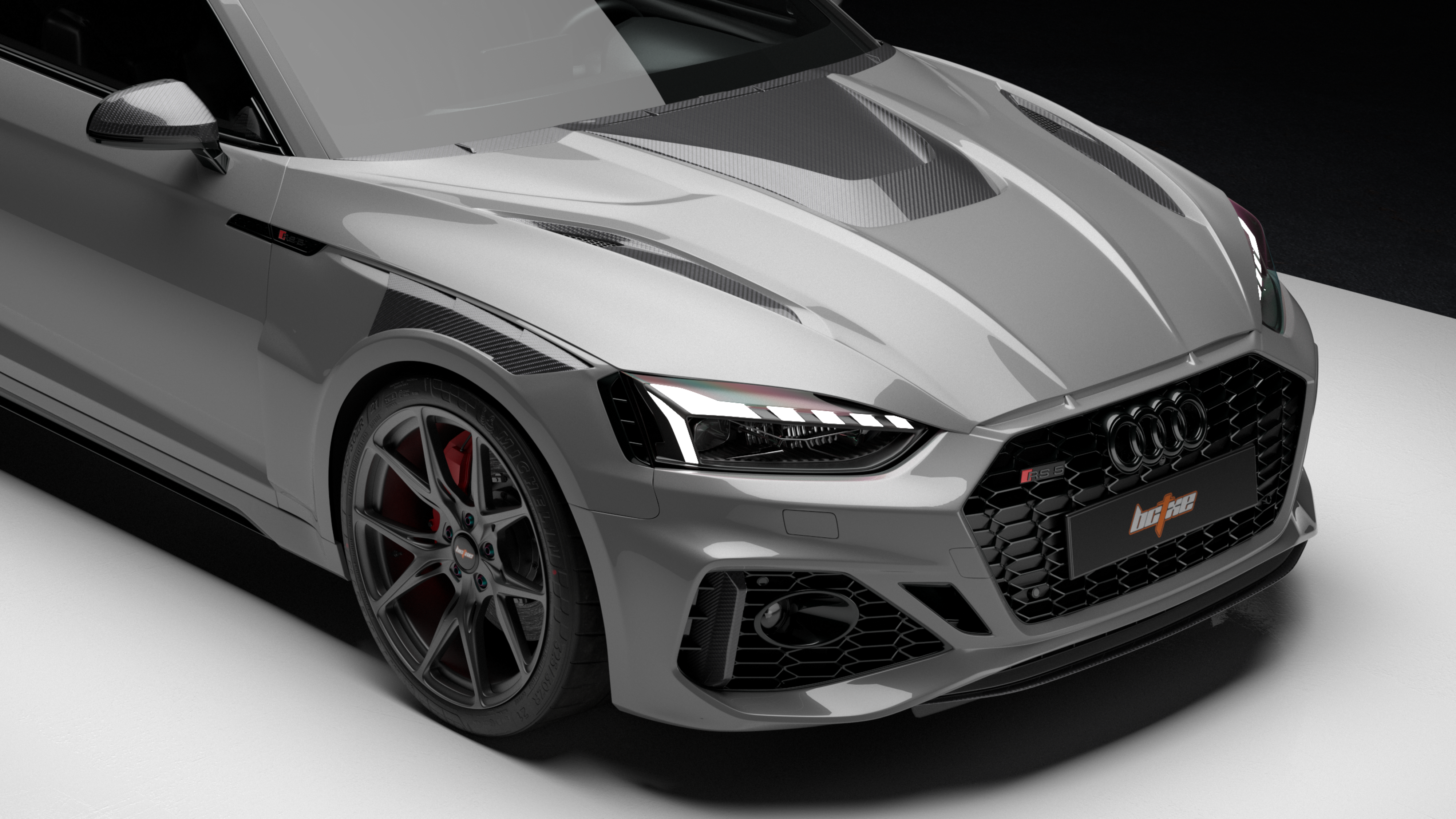 Audi RS5 B9 B9.5 2017 2018 2019 2020 2021 2022 2023 2024 2025 with Aftermarket Parts - Front Fenders Dry Pre-preg Carbon Fiber from BCTXE Tuning