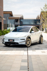 Tesla Model Y Juniper 2026-ON with Aftermarket Parts - Front Lip Dry Pre-preg Carbon Fiber from BCTXE Tuning