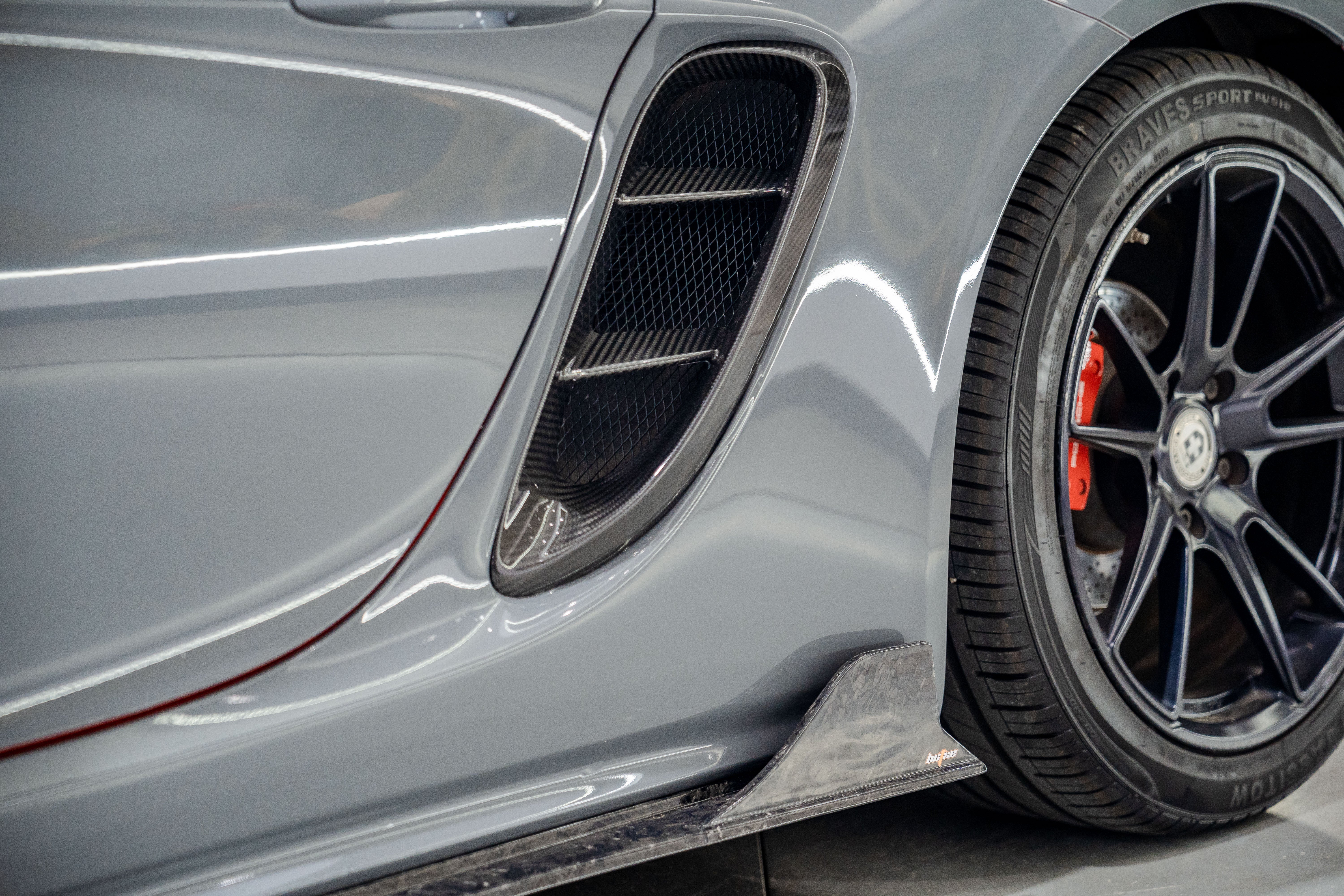 Porsche 718 Cayman / Boxster / GTS 2017-ON with Aftermarket Parts - Side Vents Pre-preg Carbon Fiber from BCTXE Tuning