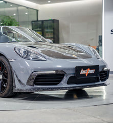 Porsche 718 Cayman / Boxster / GTS 2017-ON with Aftermarket Parts - Front Lip Pre-preg Carbon Fiber from BCTXE Tuning