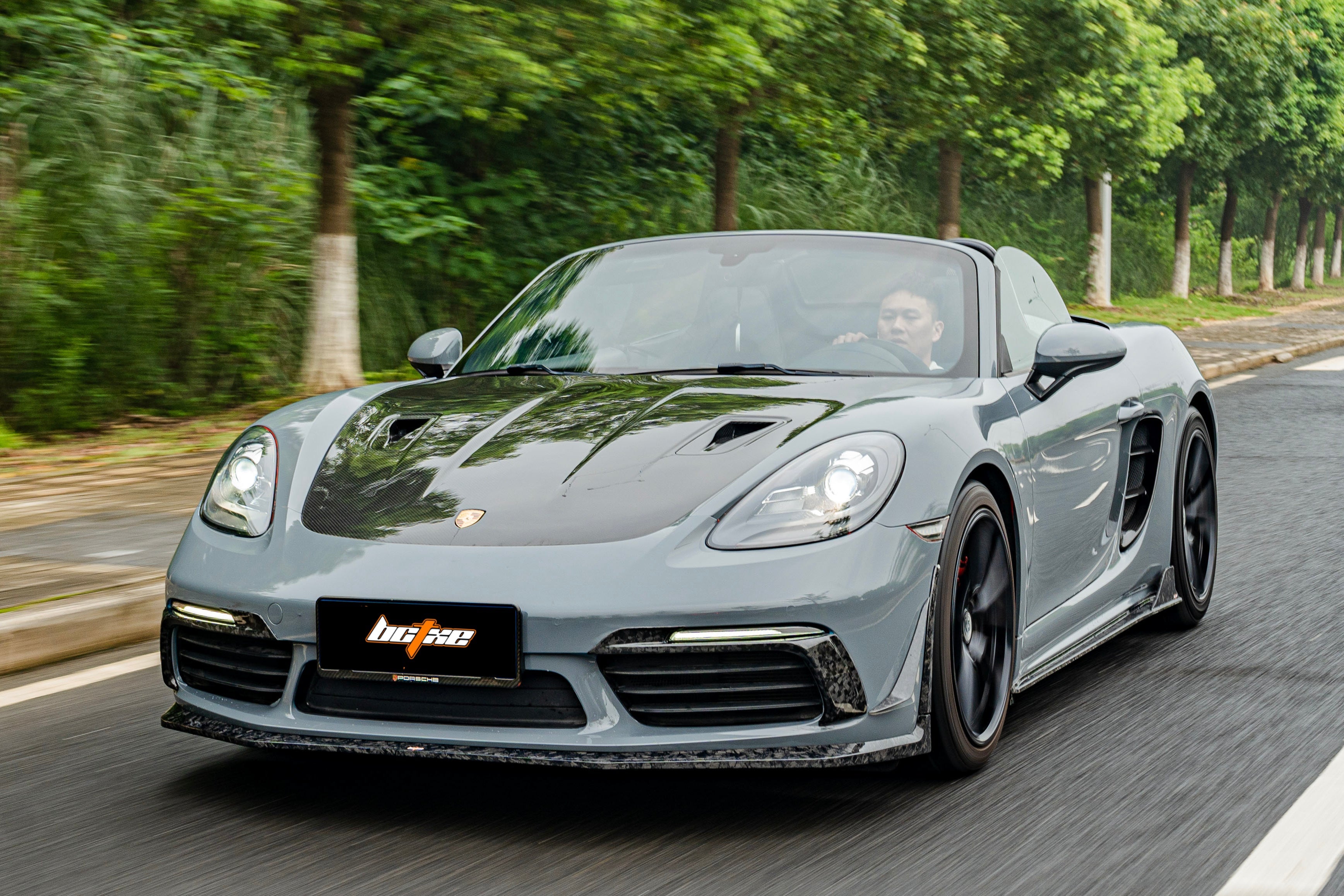 Porsche 718 Cayman / Boxster / GTS 2017-ON with Aftermarket Parts - Upper Valences Pre-preg Carbon Fiber from BCTXE Tuning