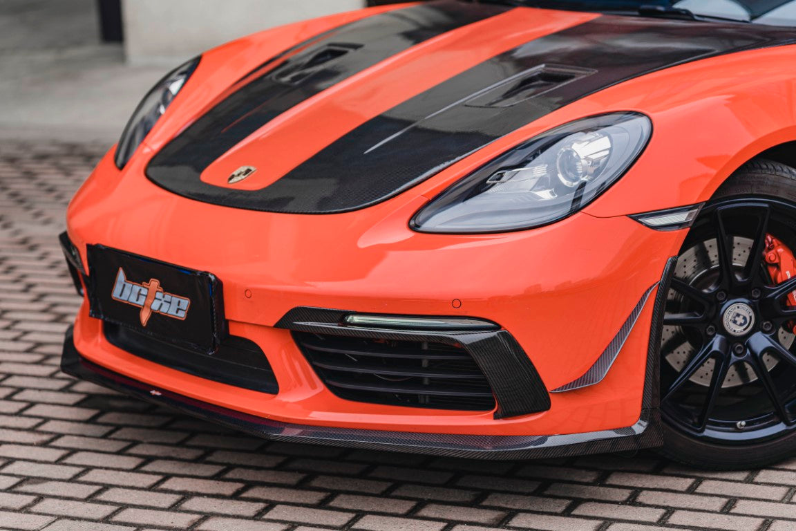 Porsche 718 Cayman / Boxster / GTS 2017-ON with Aftermarket Parts - Upper Valences Pre-preg Carbon Fiber from BCTXE Tuning