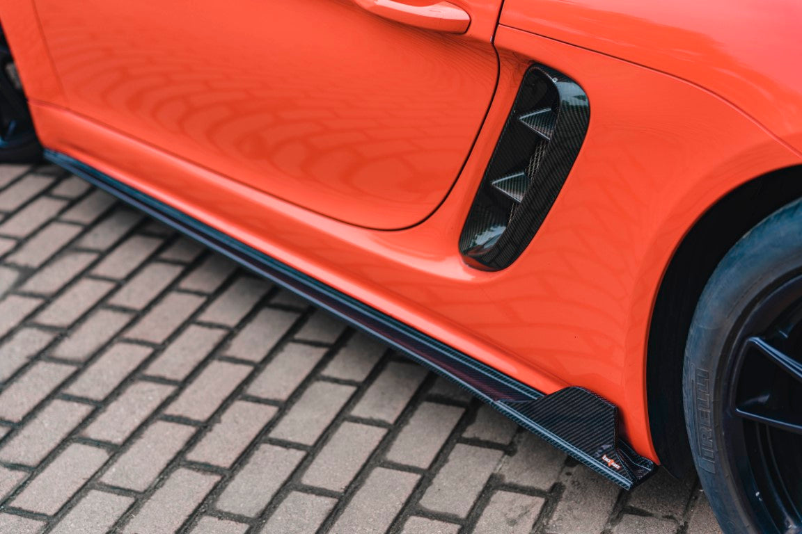Porsche 718 Cayman / Boxster / GTS 2017-ON with Aftermarket Parts - Side Skirts Pre-preg Carbon Fiber from BCTXE Tuning