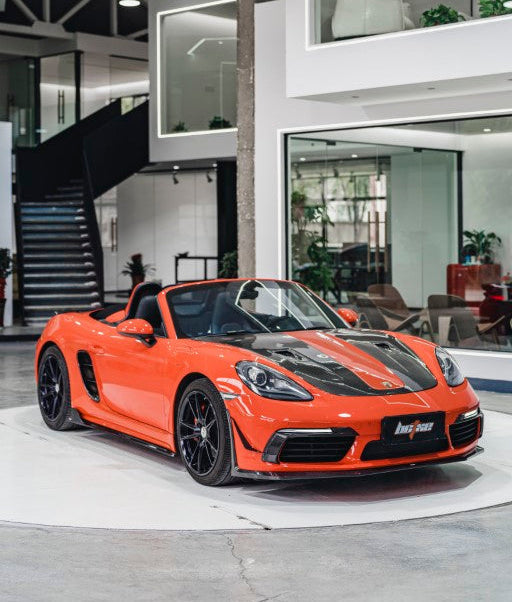 Porsche 718 Cayman / Boxster / GTS 2017-ON with Aftermarket Parts - Front Lip Pre-preg Carbon Fiber from BCTXE Tuning