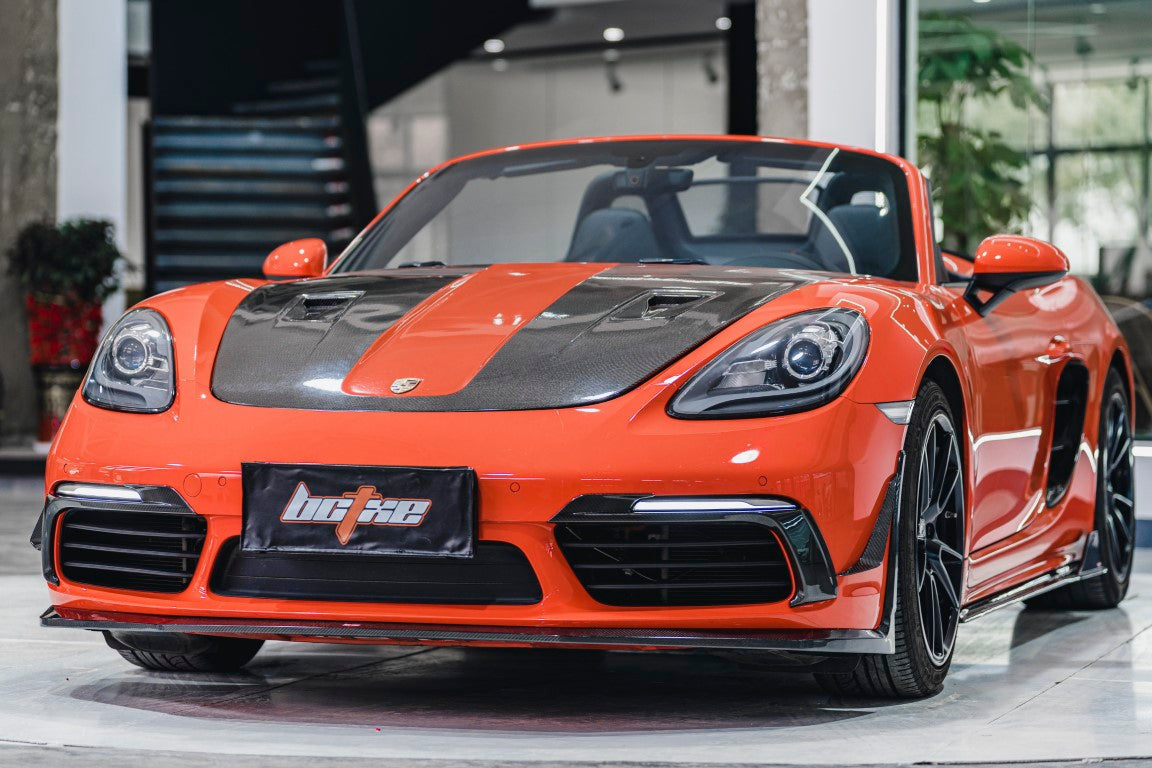 Porsche 718 Cayman / Boxster / GTS 2017-ON with Aftermarket Parts - Upper Valences Pre-preg Carbon Fiber from BCTXE Tuning
