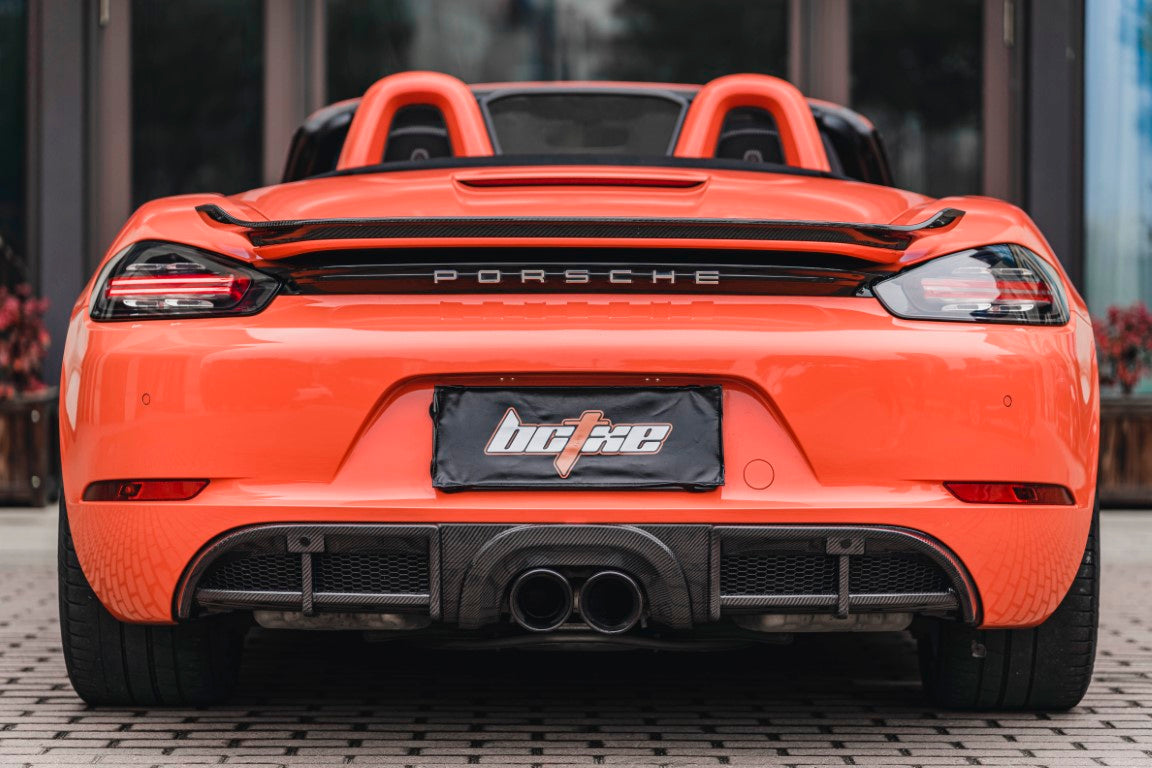 Porsche 718 Cayman / Boxster / GTS 2017-ON with Aftermarket Parts - Rear Diffuser Pre-preg Carbon Fiber from BCTXE Tuning