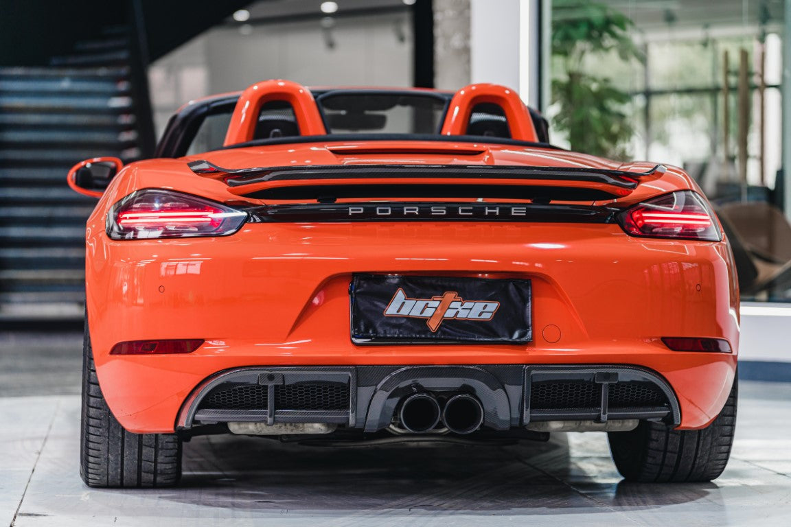 Porsche 718 Cayman / Boxster / GTS 2017-ON with Aftermarket Parts - Rear Diffuser Pre-preg Carbon Fiber from BCTXE Tuning