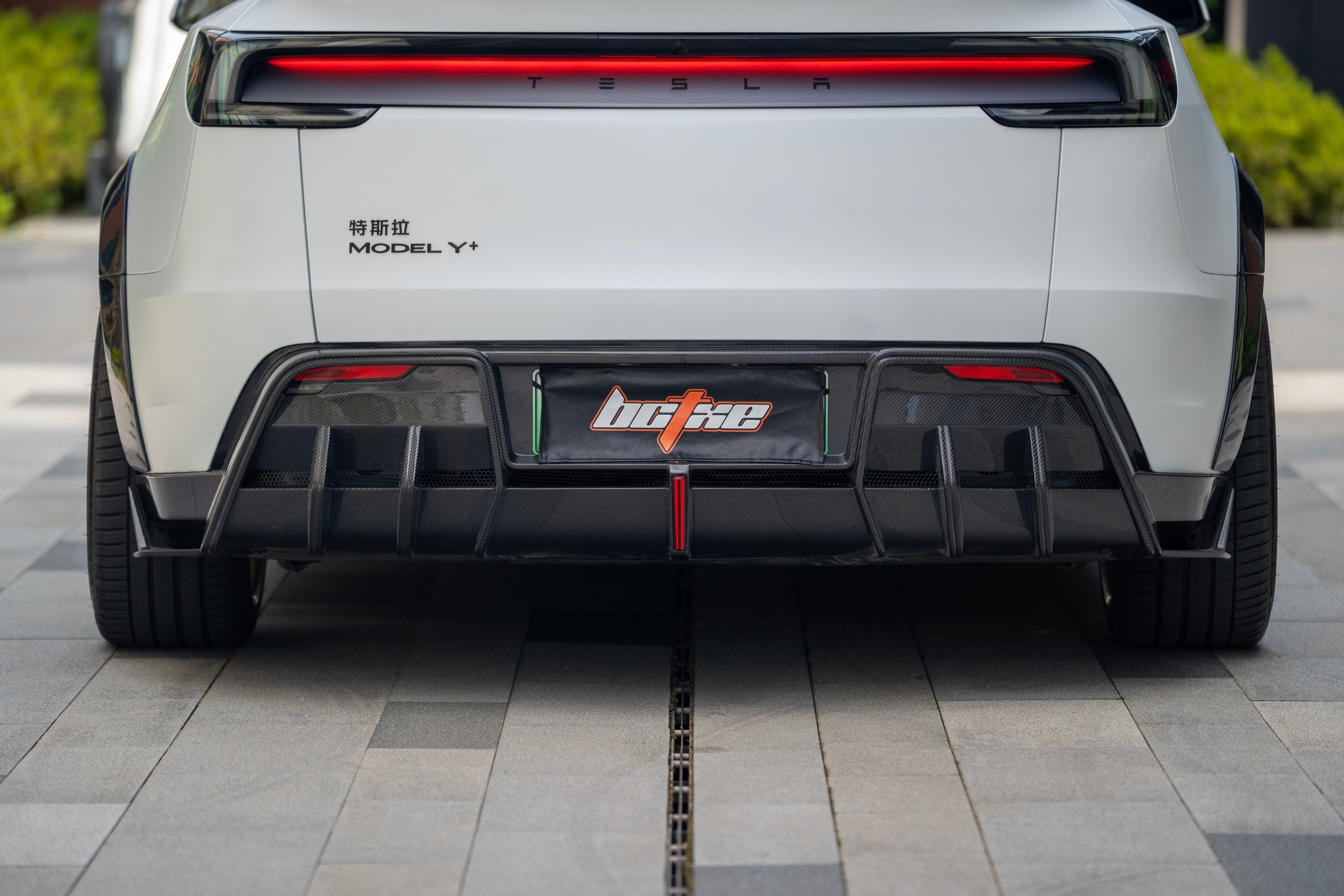 Tesla Model Y Juniper 2026-ON with Aftermarket Parts - Rear Diffuser Dry Pre-preg Carbon Fiber from BCTXE Tuning