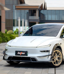 Tesla Model Y Juniper 2026-ON with Aftermarket Parts - Front Lip Dry Pre-preg Carbon Fiber from BCTXE Tuning