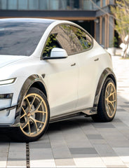 Tesla Model Y Juniper 2026-ON with Aftermarket Parts - Side Skirts Dry Pre-preg Carbon Fiber from BCTXE Tuning