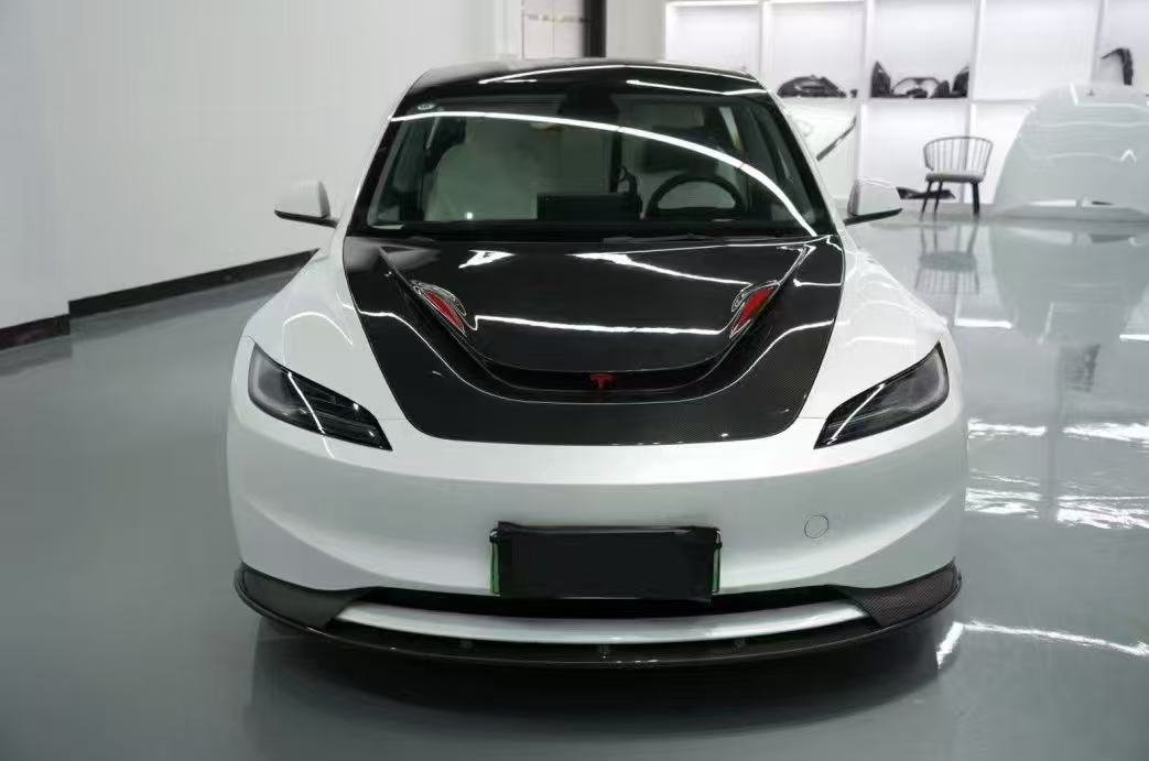 Tesla Model 3 Highland 2024-ON with Aftermarket Parts - Front Lip Carbon Fiber from BCTXE Tuning
