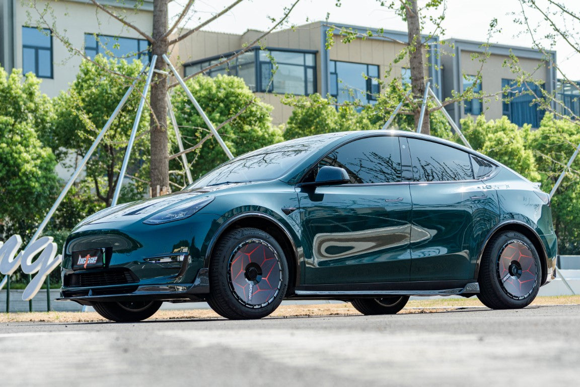 Tesla Model Y Performance AWD Long Range RWD Standard 2020 2021 2022 2023 2024 2025 with Aftermarket Parts - V1 Side Skirts Carbon Fiber from BCTXE Tuning