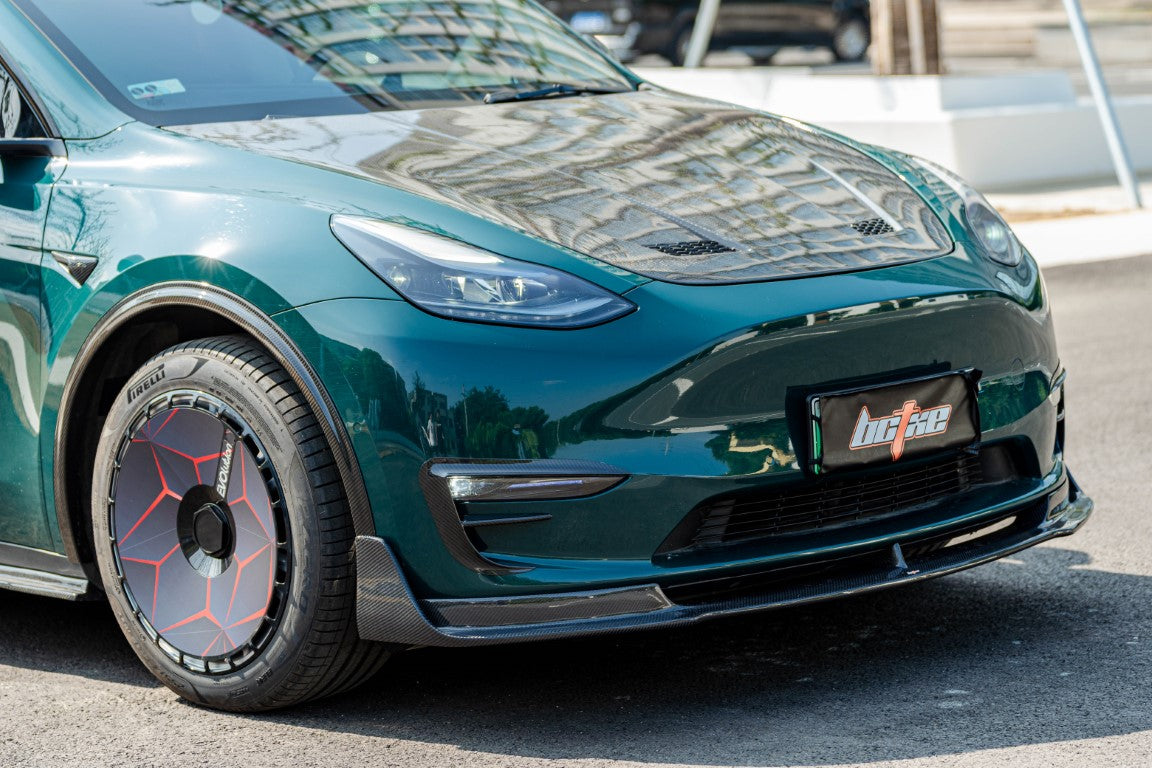 Tesla Model Y Performance AWD Long Range RWD Standard 2020 2021 2022 2023 2024 2025 with Aftermarket Parts - Hood Carbon Fiber from BCTXE Tuning