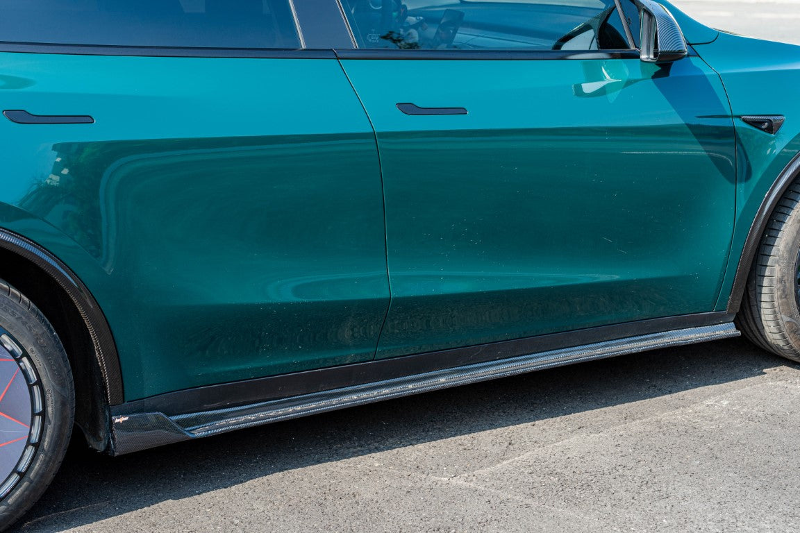 Tesla Model Y Performance AWD Long Range RWD Standard 2020 2021 2022 2023 2024 2025 with Aftermarket Parts - V1 Side Skirts Carbon Fiber from BCTXE Tuning