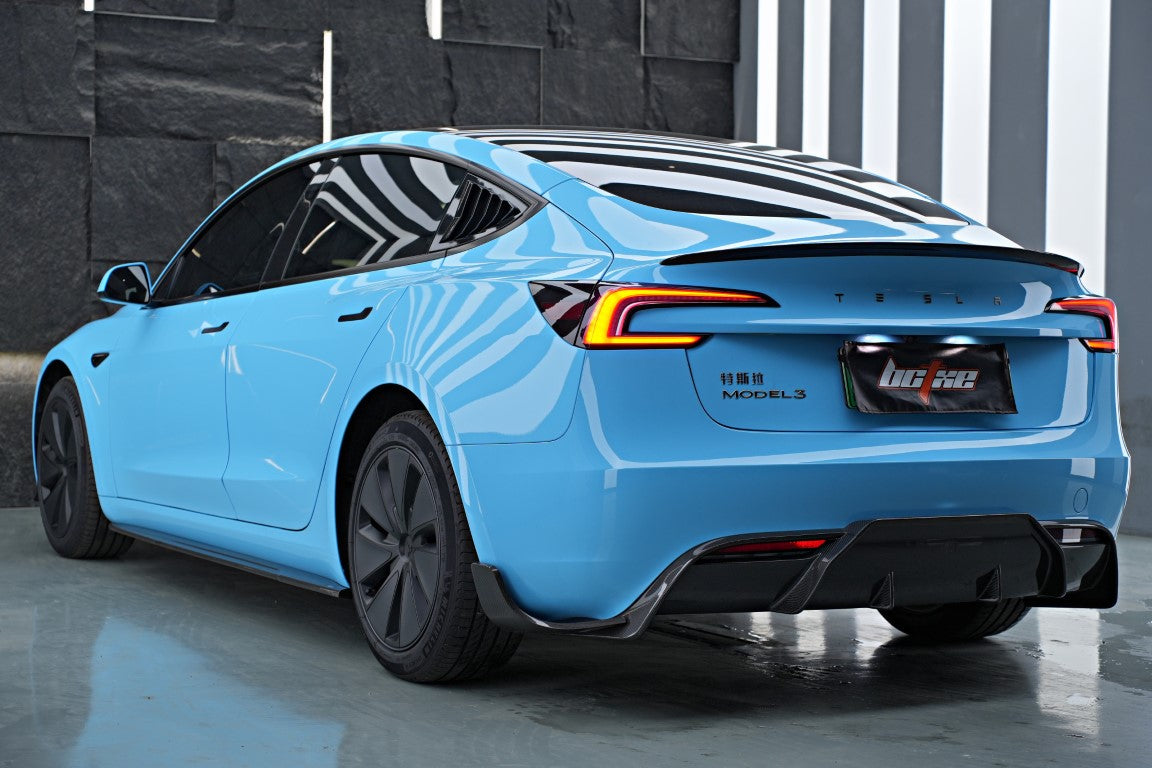 BCTXE Tuning Carbon Fiber Rear Diffuser Canards for Tesla Model 3 Highland Performance