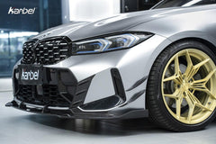 BMW 3 Series 330i (with M-package bumper, does not fit base model) M340i G20 G21 LCI 2023 2024 with Aftermarket Parts - V2 Style Front Canards Pre-preg Carbon Fiber from Karbel Carbon