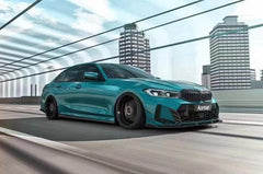BMW 3 Series 330i (with M-package bumper, does not fit base model) M340i G20 G21 LCI 2023 2024 with Aftermarket Parts - V2 Style Front Canards Pre-preg Carbon Fiber from Karbel Carbon