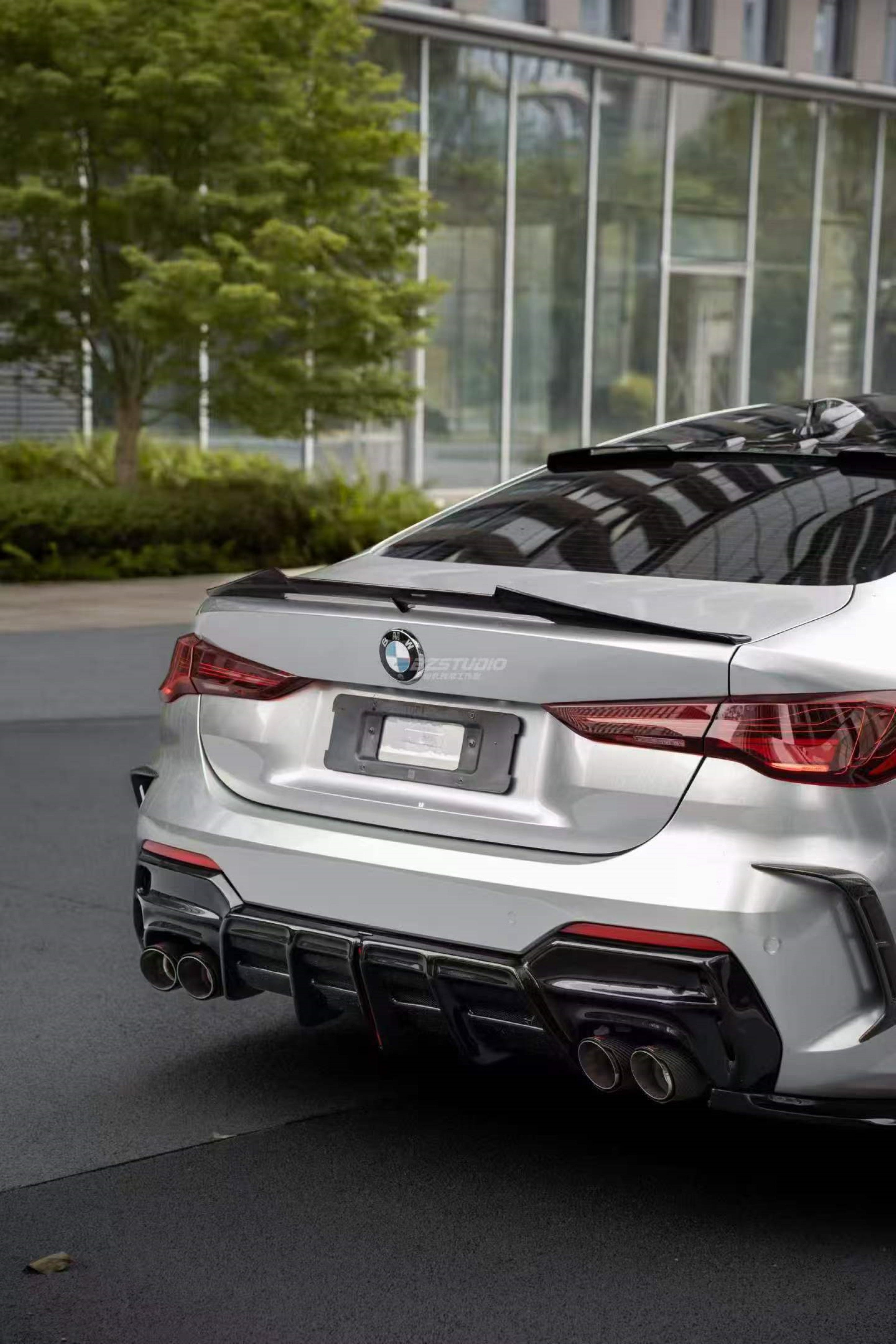 BMW 4 Series M440i 430i (With M-Package Bumper, does not fit base model) G22 G23 2020-ON with Aftermarket Parts - Plustic Series Rear Diffuser ABS from ArmorExtend