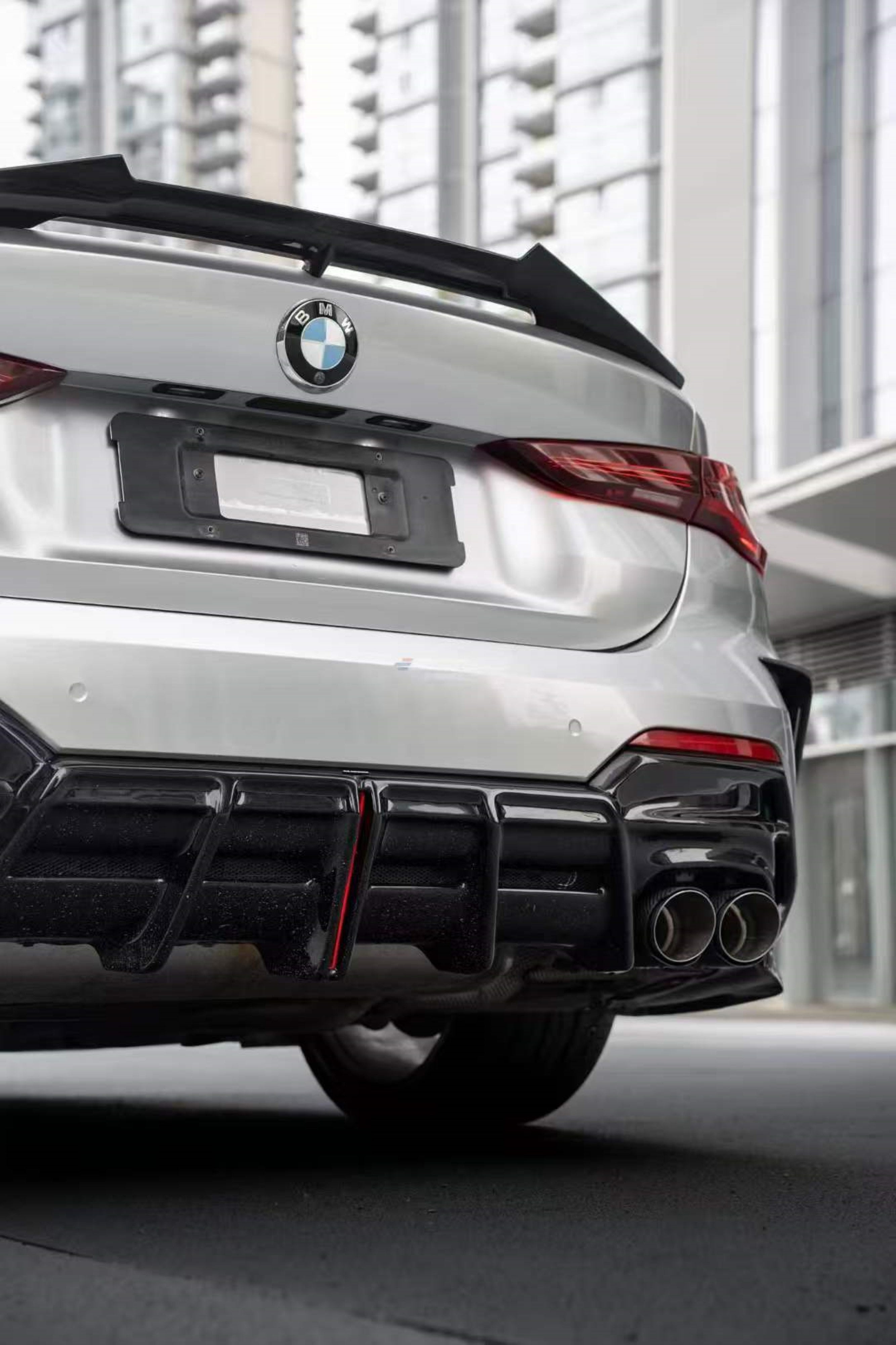BMW 4 Series M440i 430i (With M-Package Bumper, does not fit base model) G22 G23 2020-ON with Aftermarket Parts - Plustic Series Rear Diffuser ABS from ArmorExtend