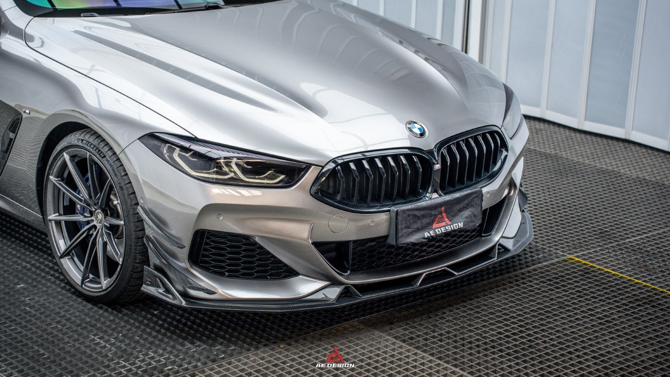 BMW 8 Series M850i 840i (With M-Package Bumper) G14 G15 G16 2018-ON with Aftermarket Parts - AE Style Carbon Fiber Front Canards from ArmorExtend