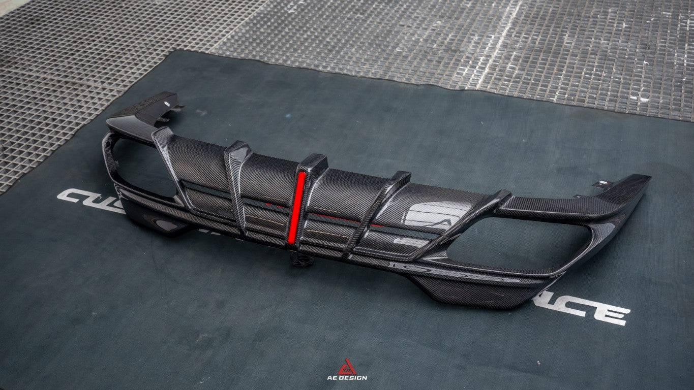 BMW 8 Series M850i 840i (With M-Package Bumper) G14 G15 G16 2018 2019 2020 2021 2022 2023 2024 with Aftermarket Parts - AE Rear Diffuser & Canards?Carbon Fiber from?ArmorExtend