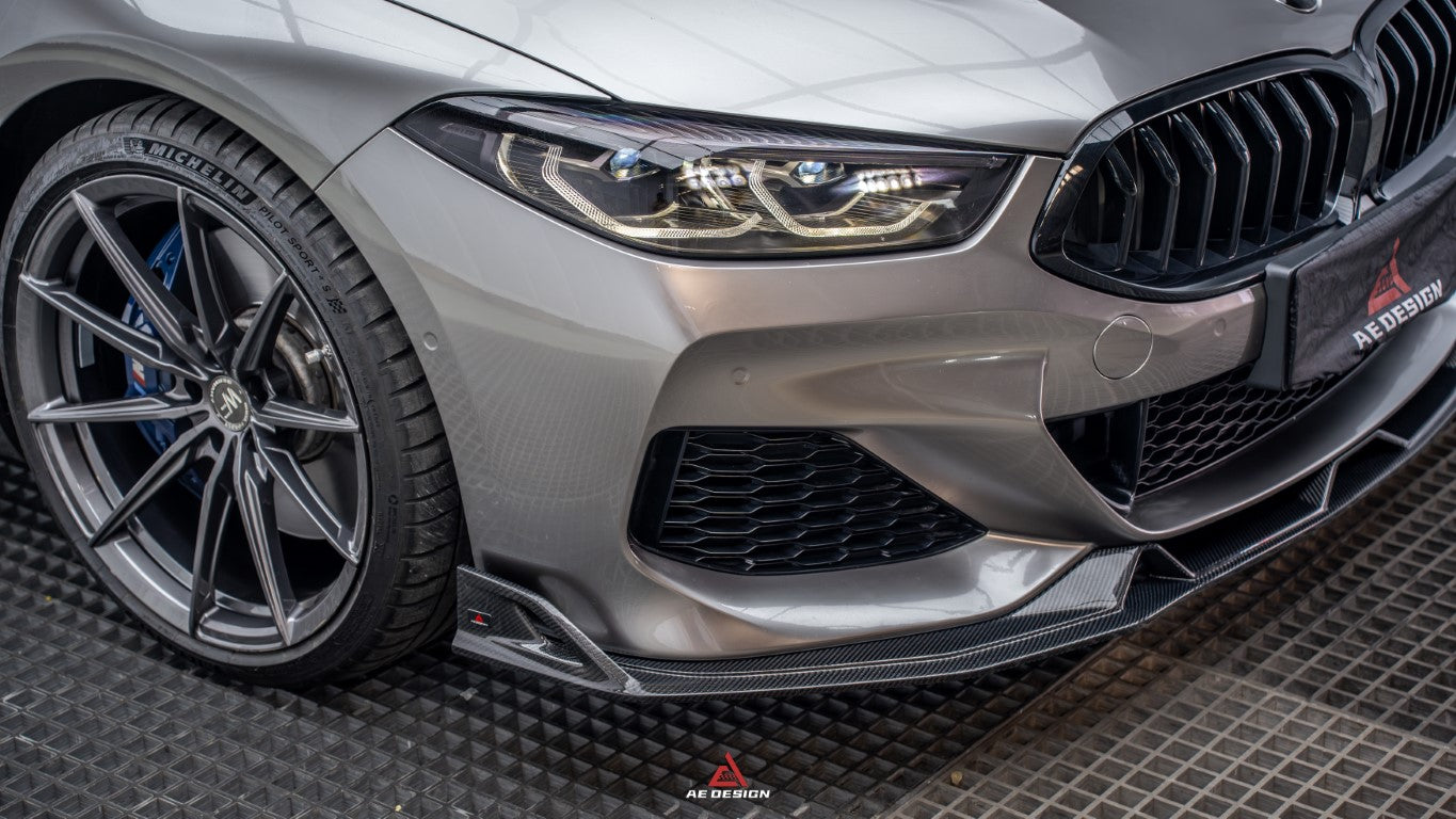 BMW 8 Series M850i 840i (With M-Package Bumper) G14 G15 G16 2018-ON with Aftermarket Parts - AE Style Carbon Fiber Front Lip from ArmorExtend