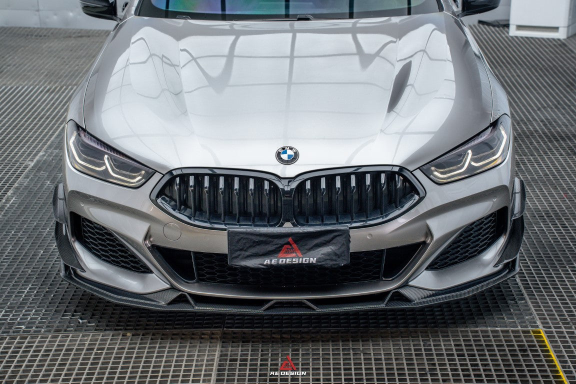 BMW 8 Series M850i 840i (With M-Package Bumper) G14 G15 G16 2018 2019 2020 2021 2022 2023 2024 with Aftermarket Parts - AE Style?Front Lip Carbon Fiber from?ArmorExtend 