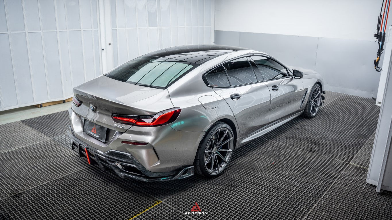 BMW 8 Series M850i 840i (With M-Package Bumper) G14 G15 G16 2018 2019 2020 2021 2022 2023 2024 with Aftermarket Parts - AE Rear Diffuser & Canards?Carbon Fiber from?ArmorExtend