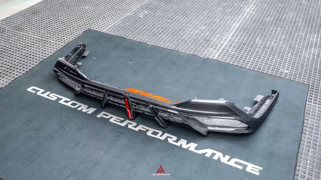BMW 8 Series M850i 840i (With M-Package Bumper) G14 G15 G16 2018 2019 2020 2021 2022 2023 2024 with Aftermarket Parts - AE Rear Diffuser & Canards?Carbon Fiber from?ArmorExtend