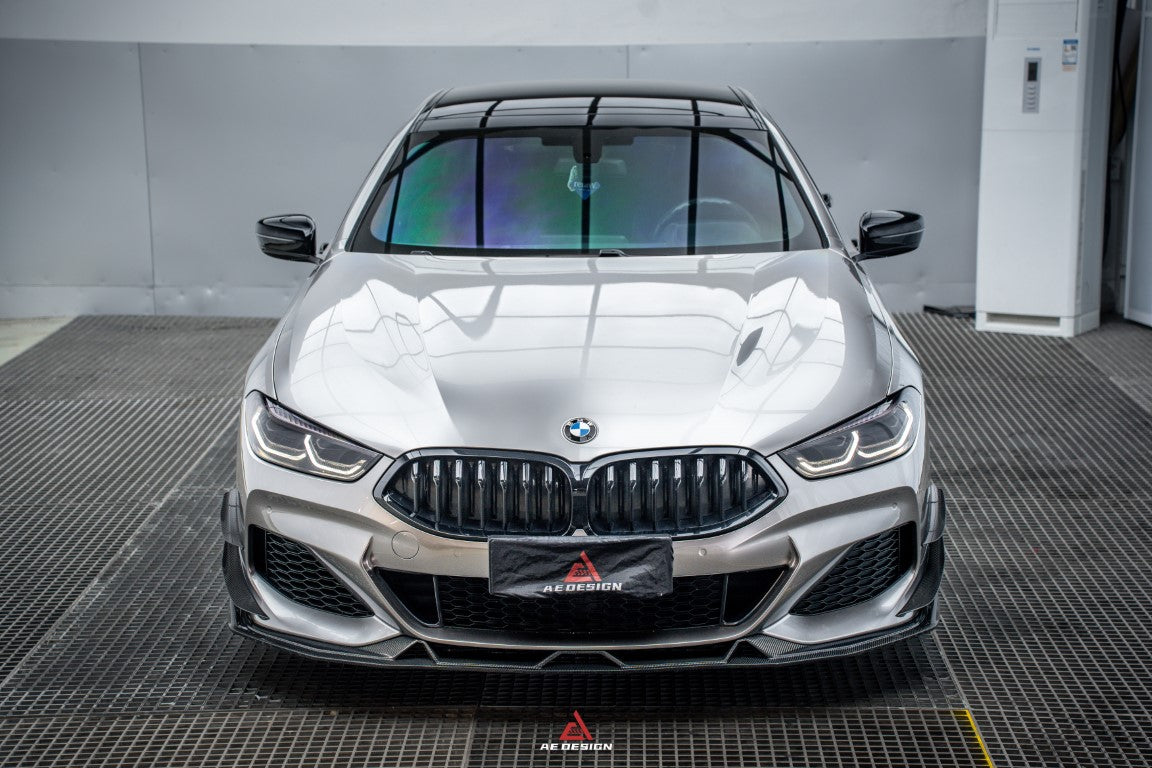 BMW 8 Series M850i 840i (With M-Package Bumper) G14 G15 G16 2018-ON with Aftermarket Parts - AE Style Carbon Fiber Front Lip from ArmorExtend