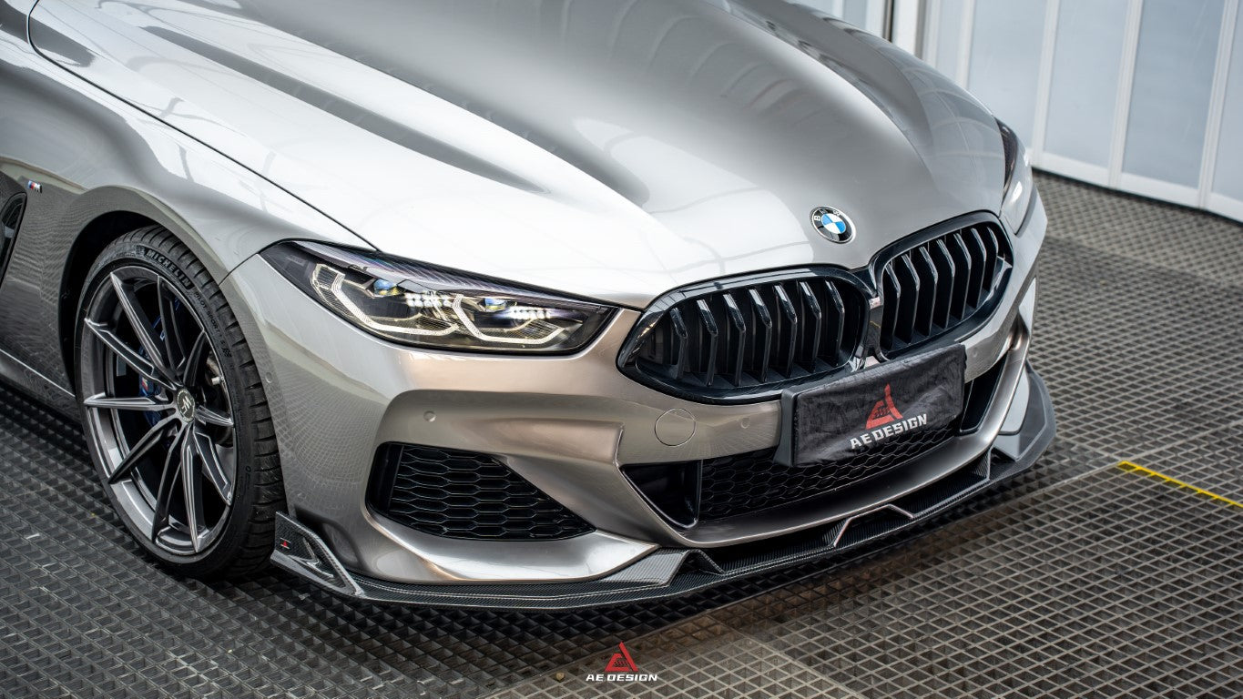 BMW 8 Series M850i 840i (With M-Package Bumper) G14 G15 G16 2018-ON with Aftermarket Parts - AE Style Carbon Fiber Front Lip from ArmorExtend