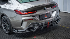BMW 8 Series M850i 840i (With M-Package Bumper) G14 G15 G16 2018 2019 2020 2021 2022 2023 2024 with Aftermarket Parts - AE Rear Diffuser & Canards?Carbon Fiber from?ArmorExtend
