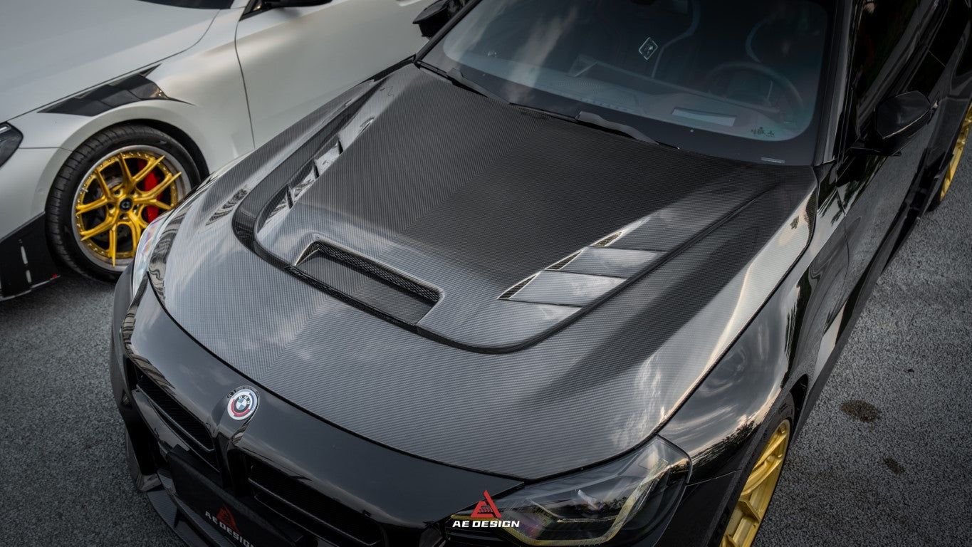 BMW M2/C G87 2023-ON & 2 Series 230i M240i G42 2022-ON with Aftermarket Parts - AE Style Double-sided Carbon Fiber Hood Bonnet from ArmorExtend