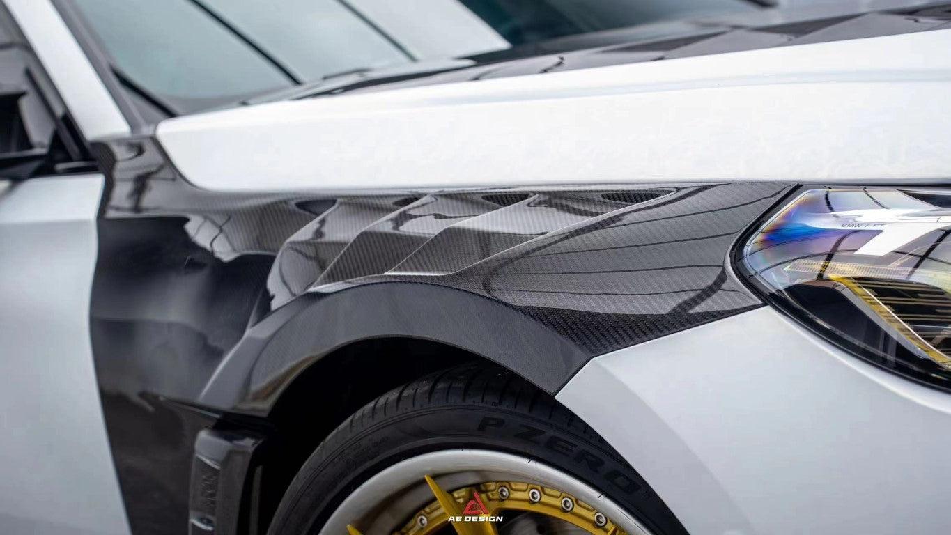 BMW M2 & M2C G87 2023 2024?with Aftermarket Parts - AE V2 Style Front Fenders Carbon Fiber from ArmorExtend