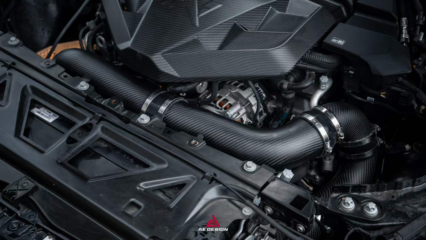 BMW M3 G80 G81 & M4 G82 G83 2021-ON with Aftermarket Parts - ART Style Air Intake Dry Pre-preg Carbon Fiber from ArmorExtend